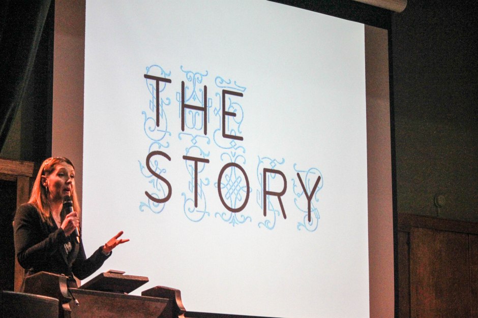 Anna Rafferty welcomes everyone to The Story 2015